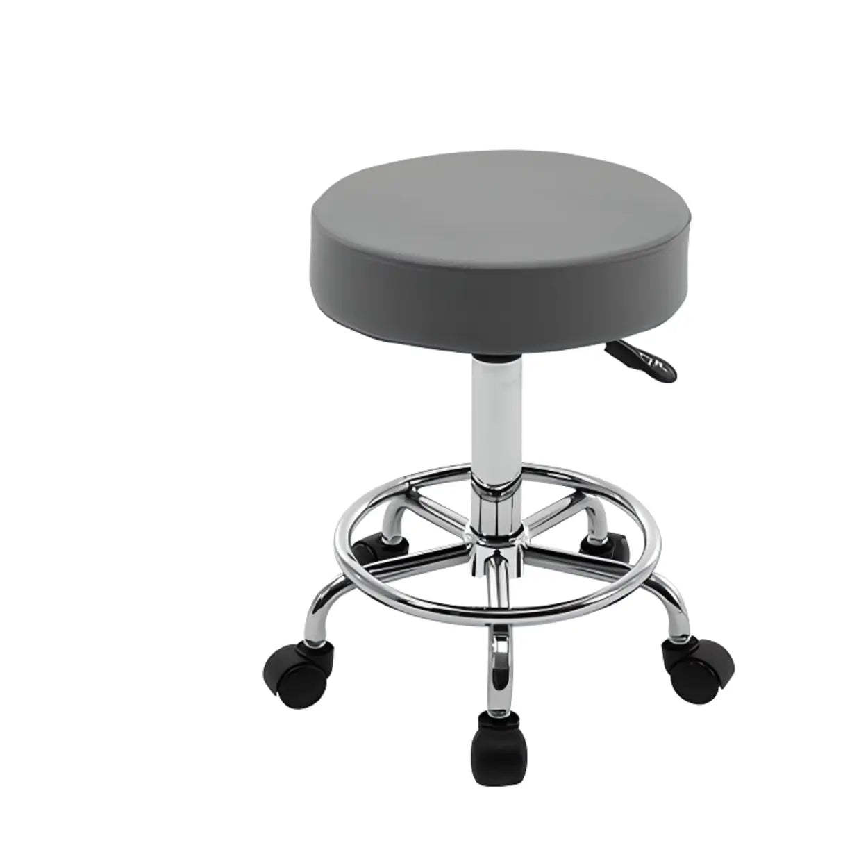 Modern Backless Round Steel Office Stool with Wheels