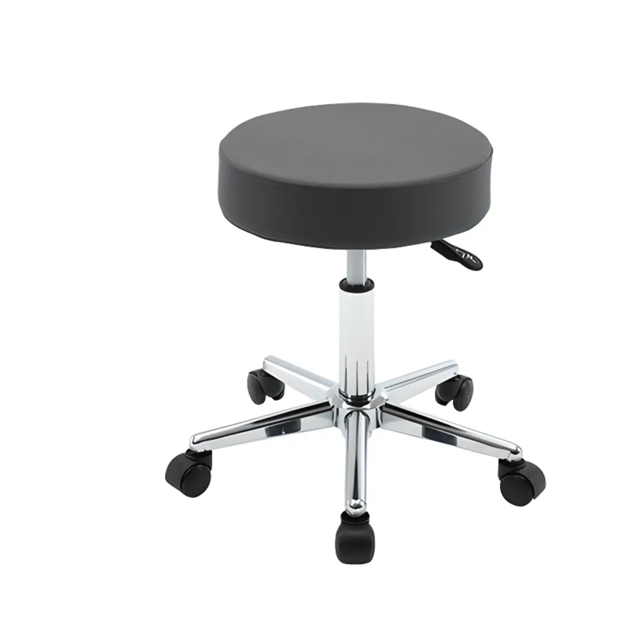 Modern Backless Round Steel Office Stool with Wheels