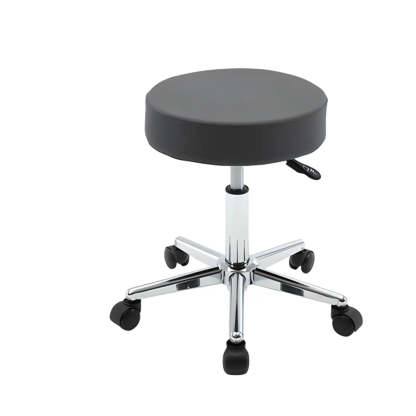 Modern Backless Round Steel Office Stool with Wheels