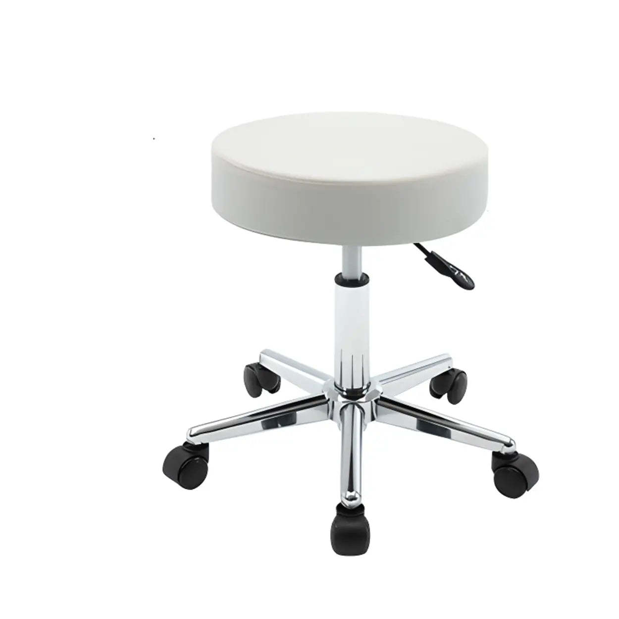 Modern Backless Round Steel Office Stool with Wheels