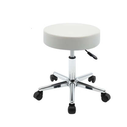 Modern Backless Round Steel Office Stool with Wheels