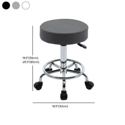 Modern Backless Round Steel Office Stool with Wheels