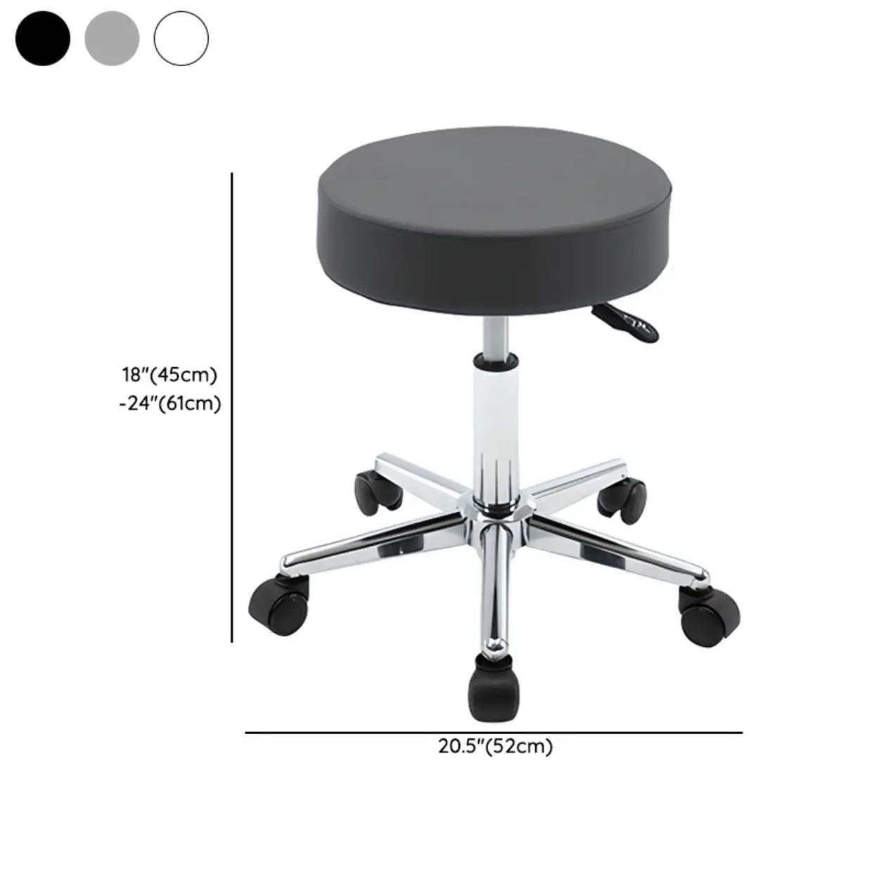 Modern Backless Round Steel Office Stool with Wheels