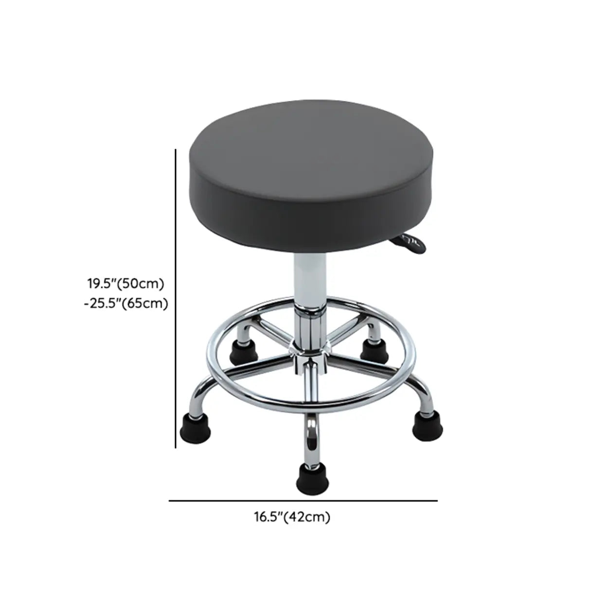 Modern Backless Round Steel Office Stool with Wheels