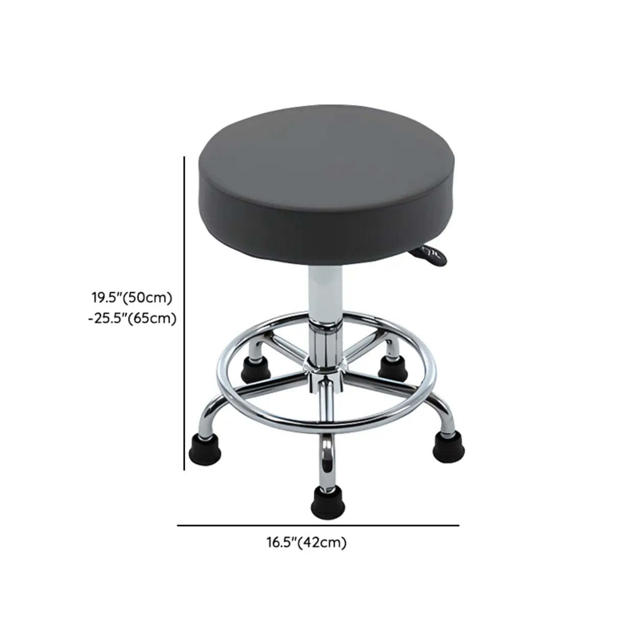 Modern Backless Round Steel Office Stool with Wheels
