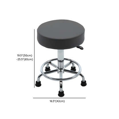 Modern Backless Round Steel Office Stool with Wheels
