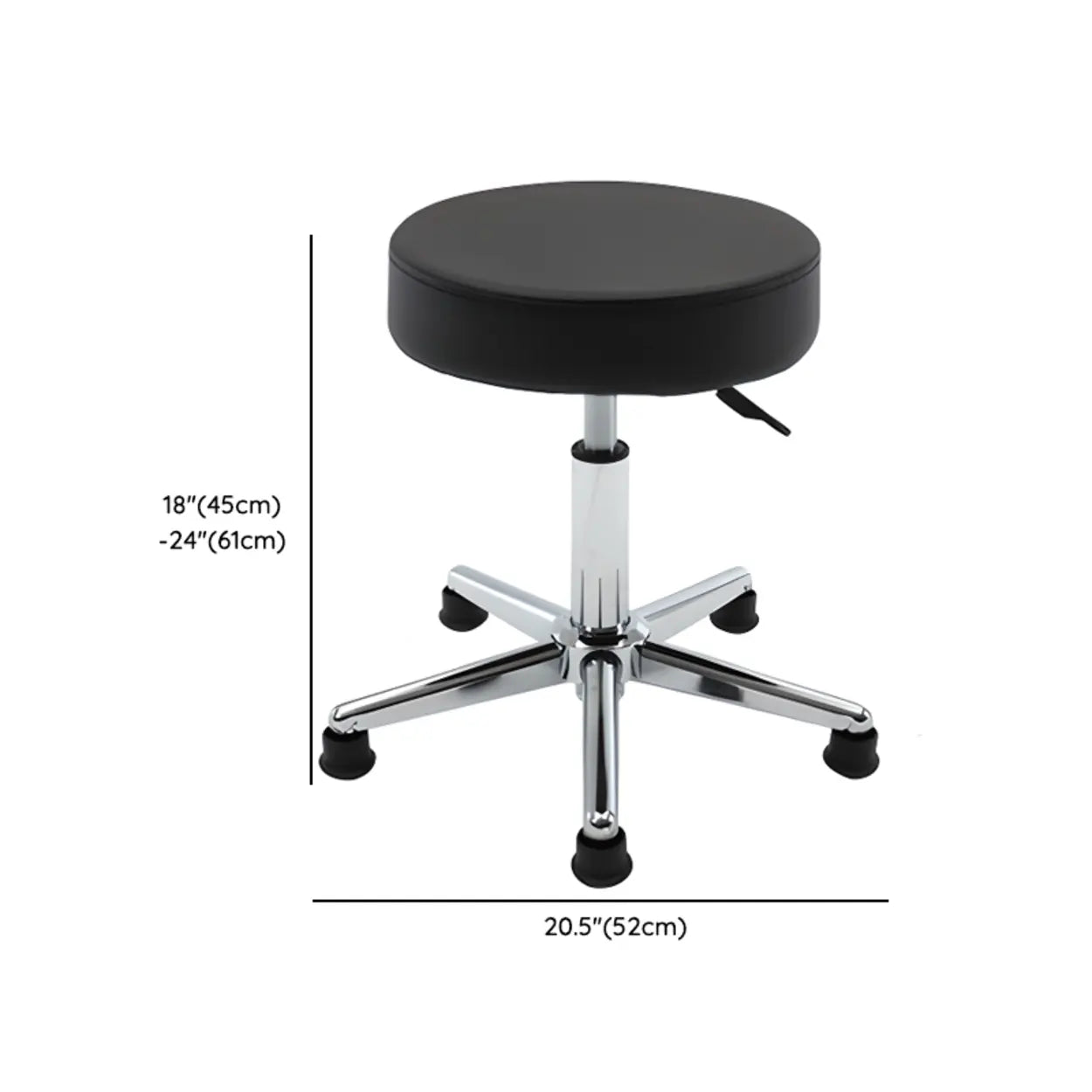 Modern Backless Round Steel Office Stool with Wheels