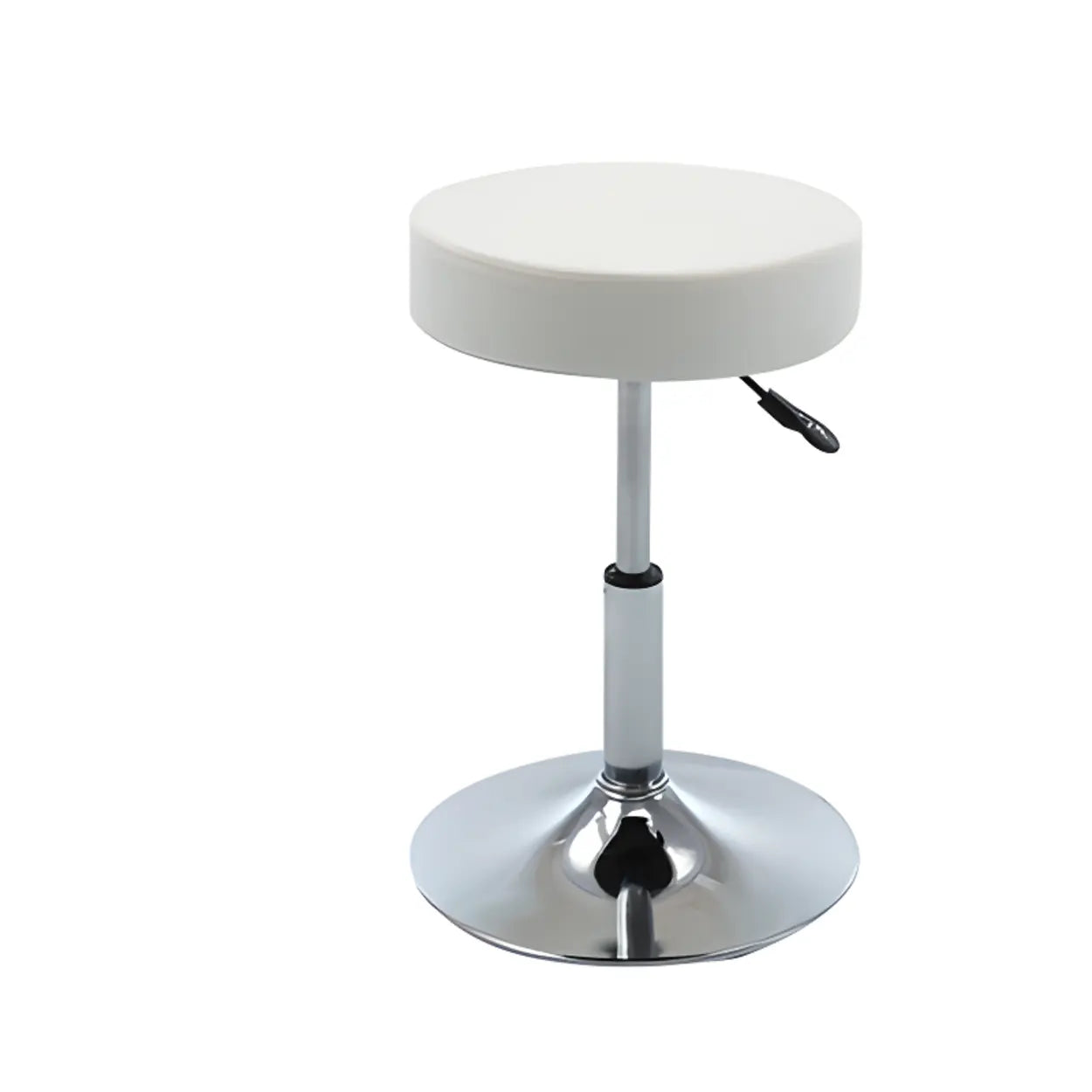 Modern Backless Round Steel Office Stool with Wheels — Black / Foot Nail Design
