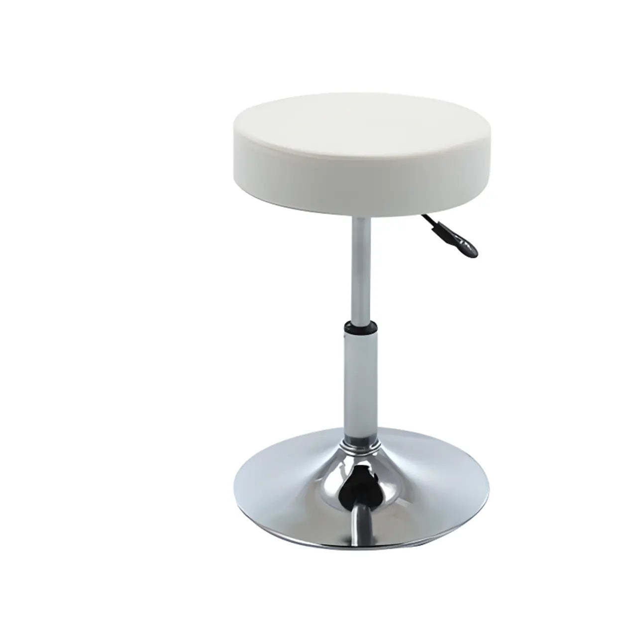 Modern Backless Round Steel Office Stool with Wheels — Black / Foot Nail Design