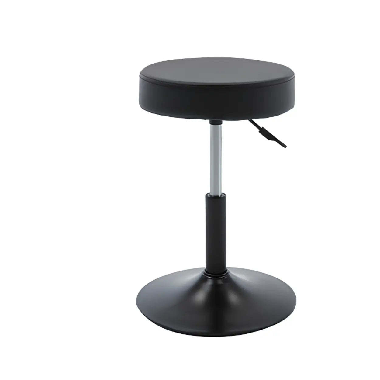 Modern Backless Round Steel Office Stool with Wheels — White / 5 Legs