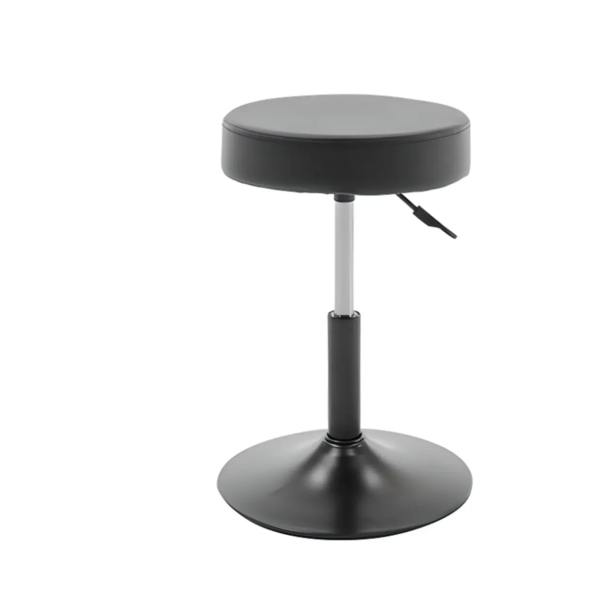 Modern Backless Round Steel Office Stool with Wheels — Grey / 5 Legs