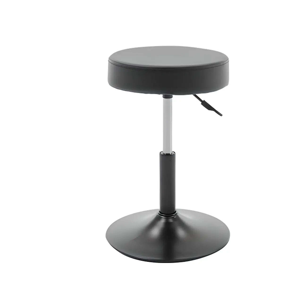 Modern Backless Round Steel Office Stool with Wheels — Grey / 5 Legs