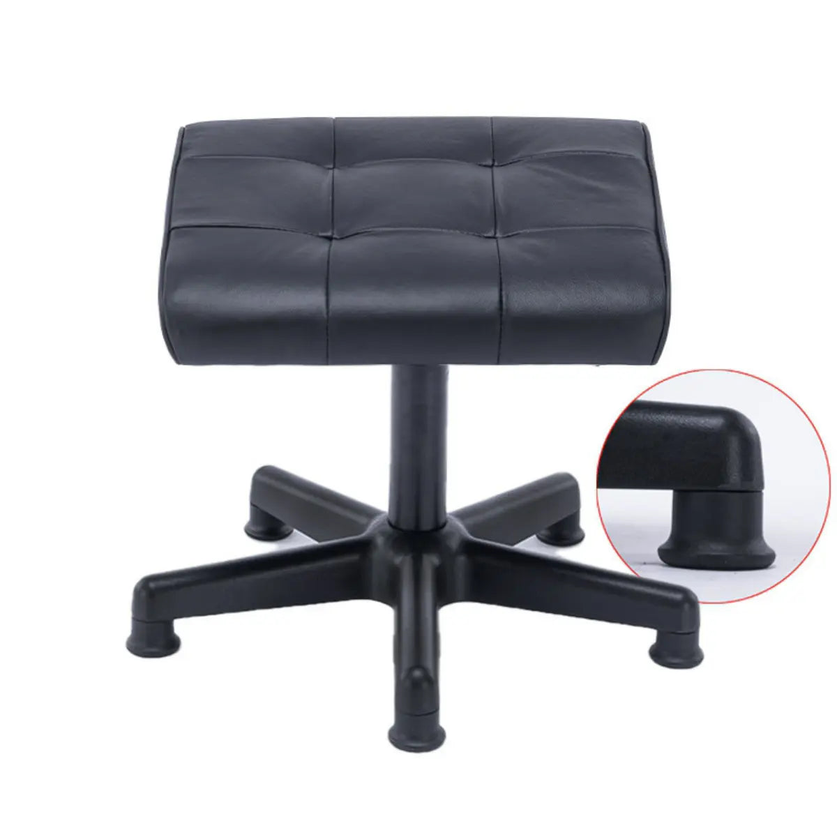 Modern Orange Backless Synthetic Office Stool — Black / Cowhide / Brake Wheel