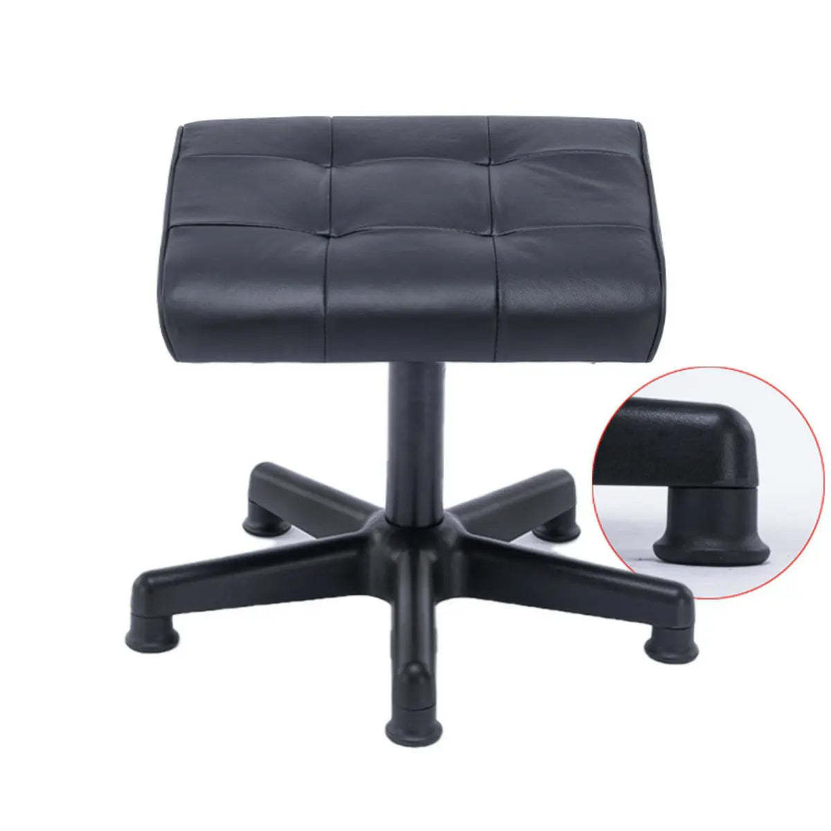 Modern Orange Backless Synthetic Office Stool — Black / Cowhide / Brake Wheel