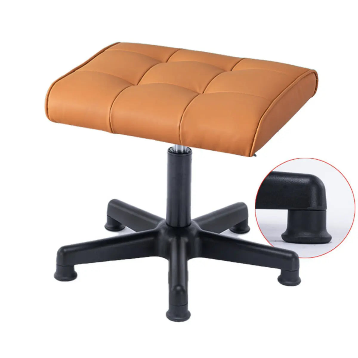 Modern Orange Backless Synthetic Office Stool — Dark Gray / Leather / Pulley