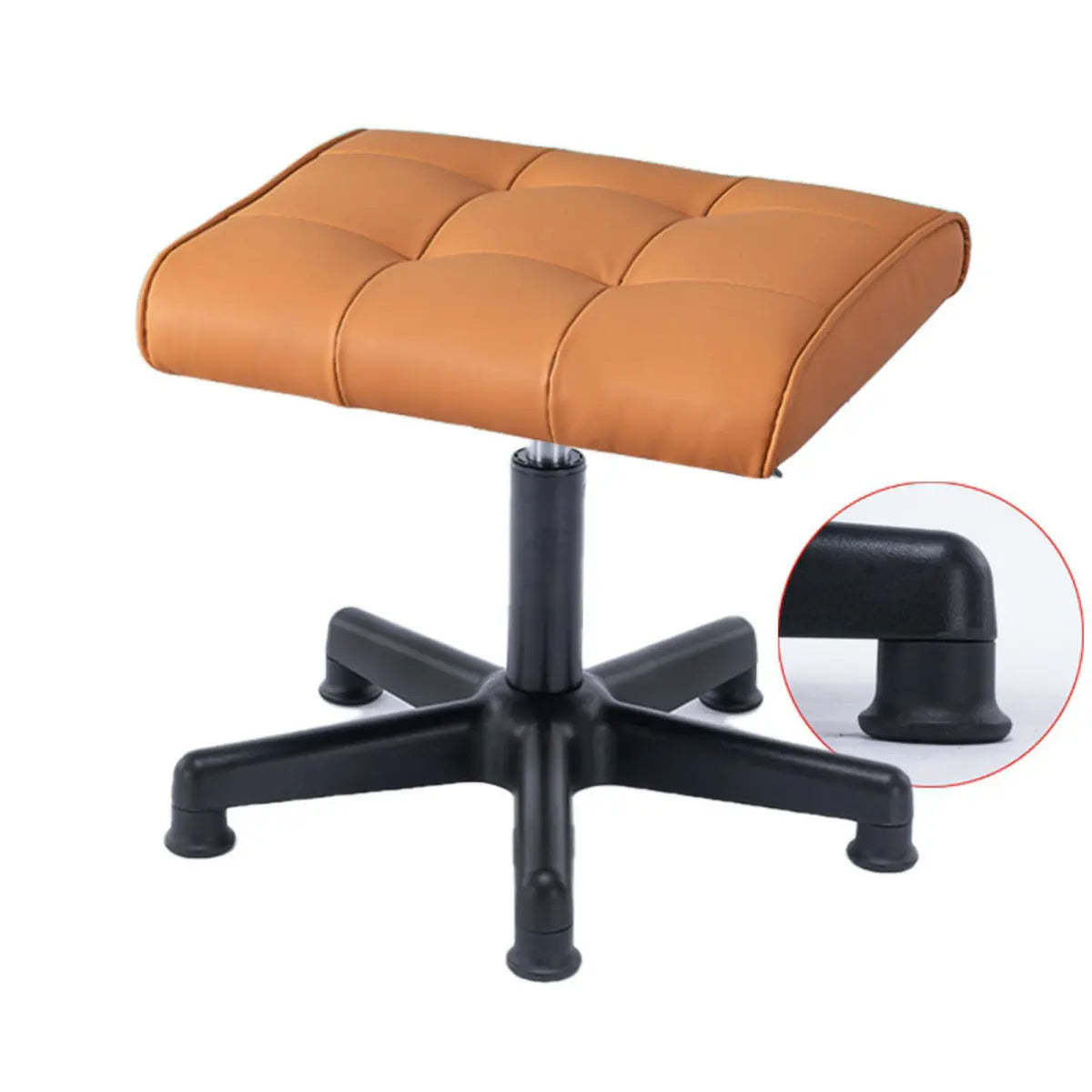 Modern Orange Backless Synthetic Office Stool — Dark Gray / Leather / Pulley