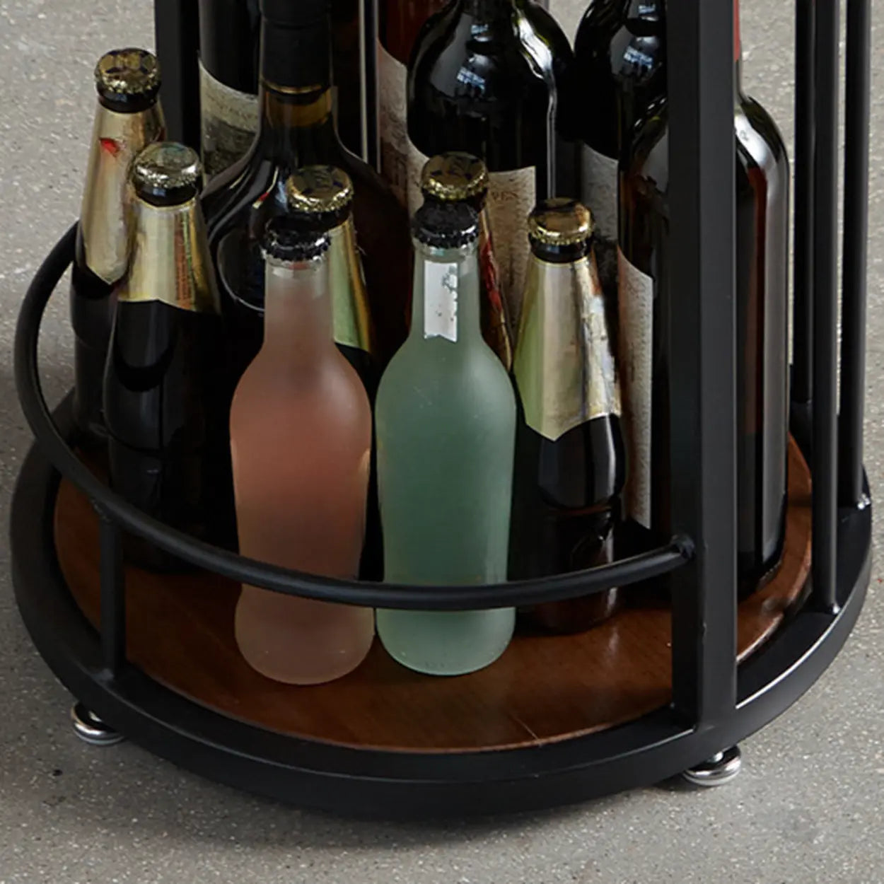 Contemporary Brown Wood Bar Table with Shelves — Table Only