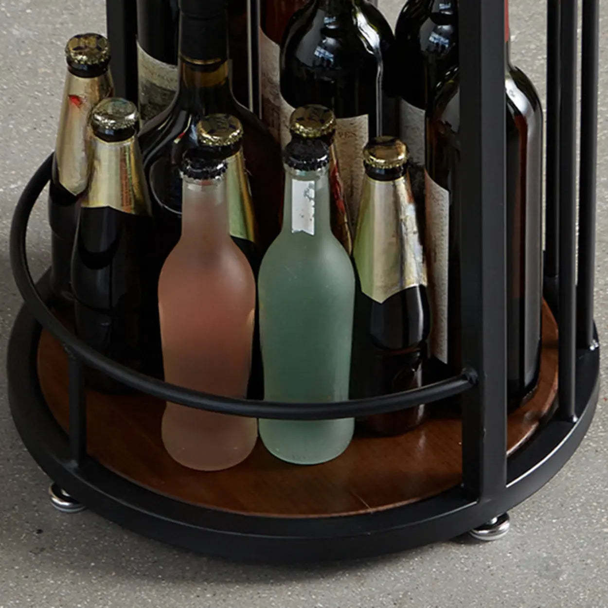 Contemporary Brown Wood Bar Table with Shelves — Table Only