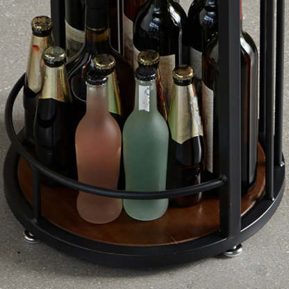 Contemporary Brown Wood Bar Table with Shelves — Table Only