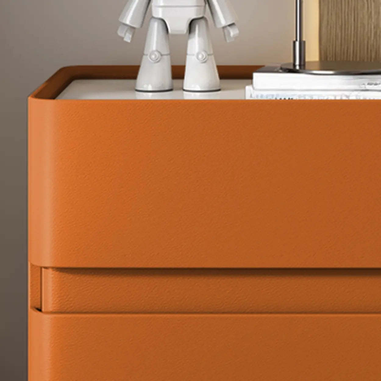 Modern Beige Gold Leg Nightstand with Drawer — White