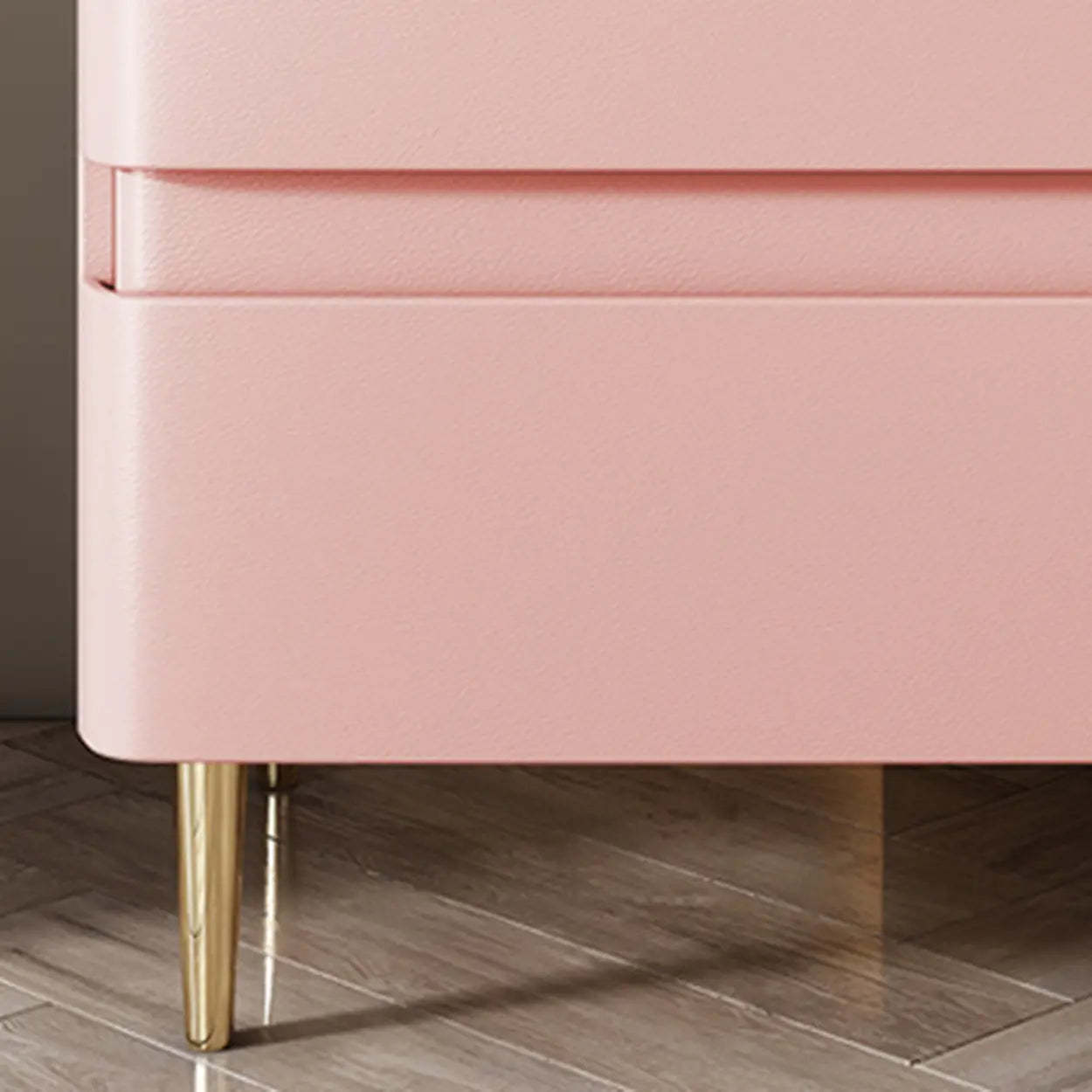 Modern Beige Gold Leg Nightstand with Drawer — White