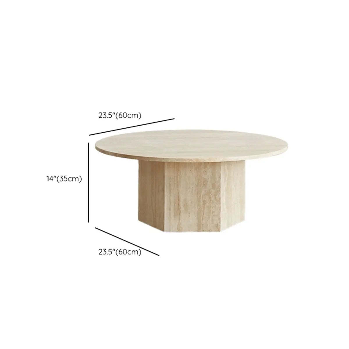 Modern Beige Travertine Round Low Coffee Table