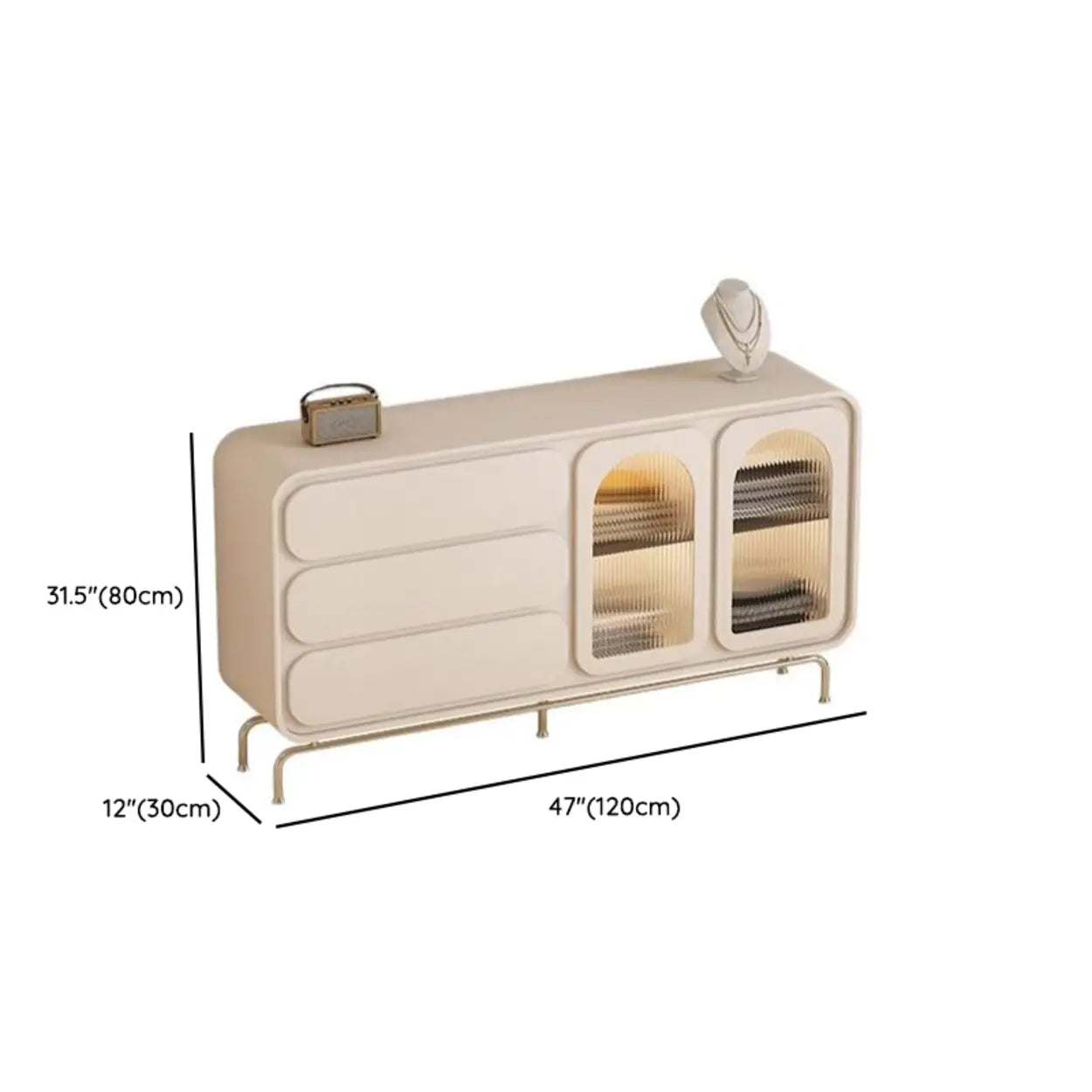 Modern Beige LED TV Stand with Storage