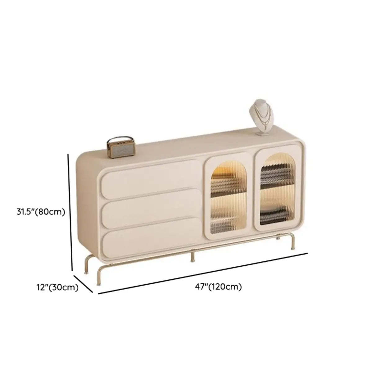 Modern Beige LED TV Stand with Storage