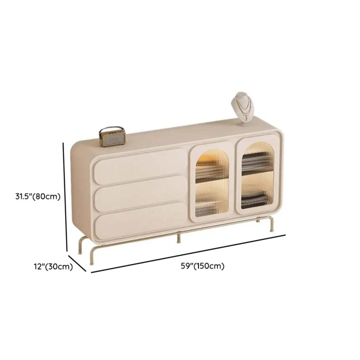 Modern Beige LED TV Stand with Storage