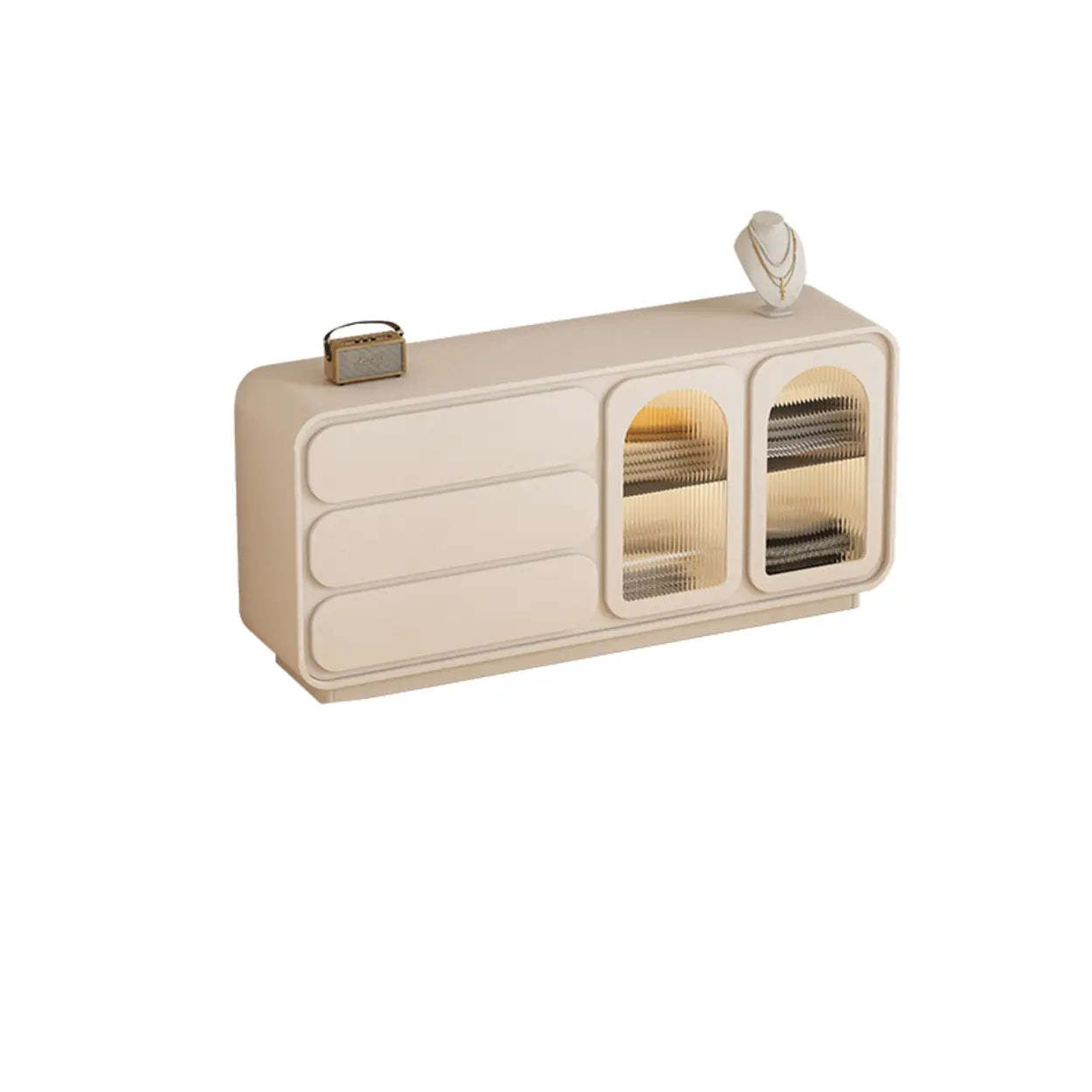 Modern Beige LED TV Stand with Storage
