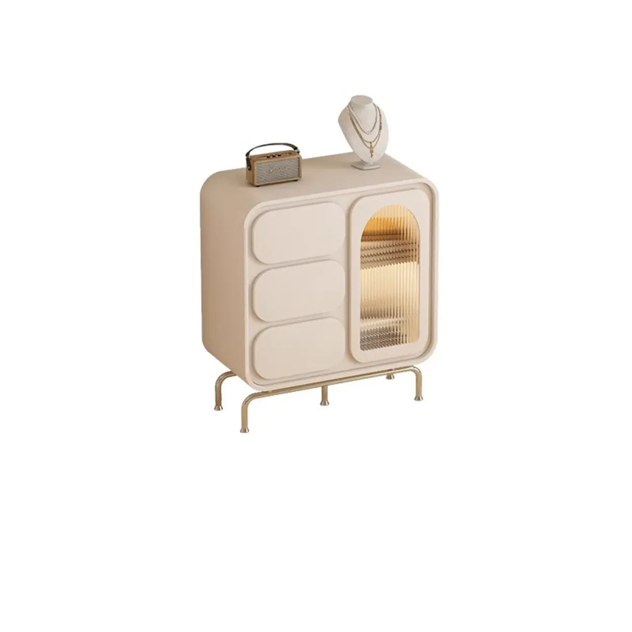 Modern Beige LED TV Stand with Storage