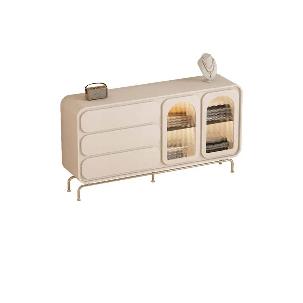 Modern Beige LED TV Stand with Storage