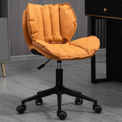 Modern Beige Upholstered Alloy Office Stool with Wheels — Black / Light Gray