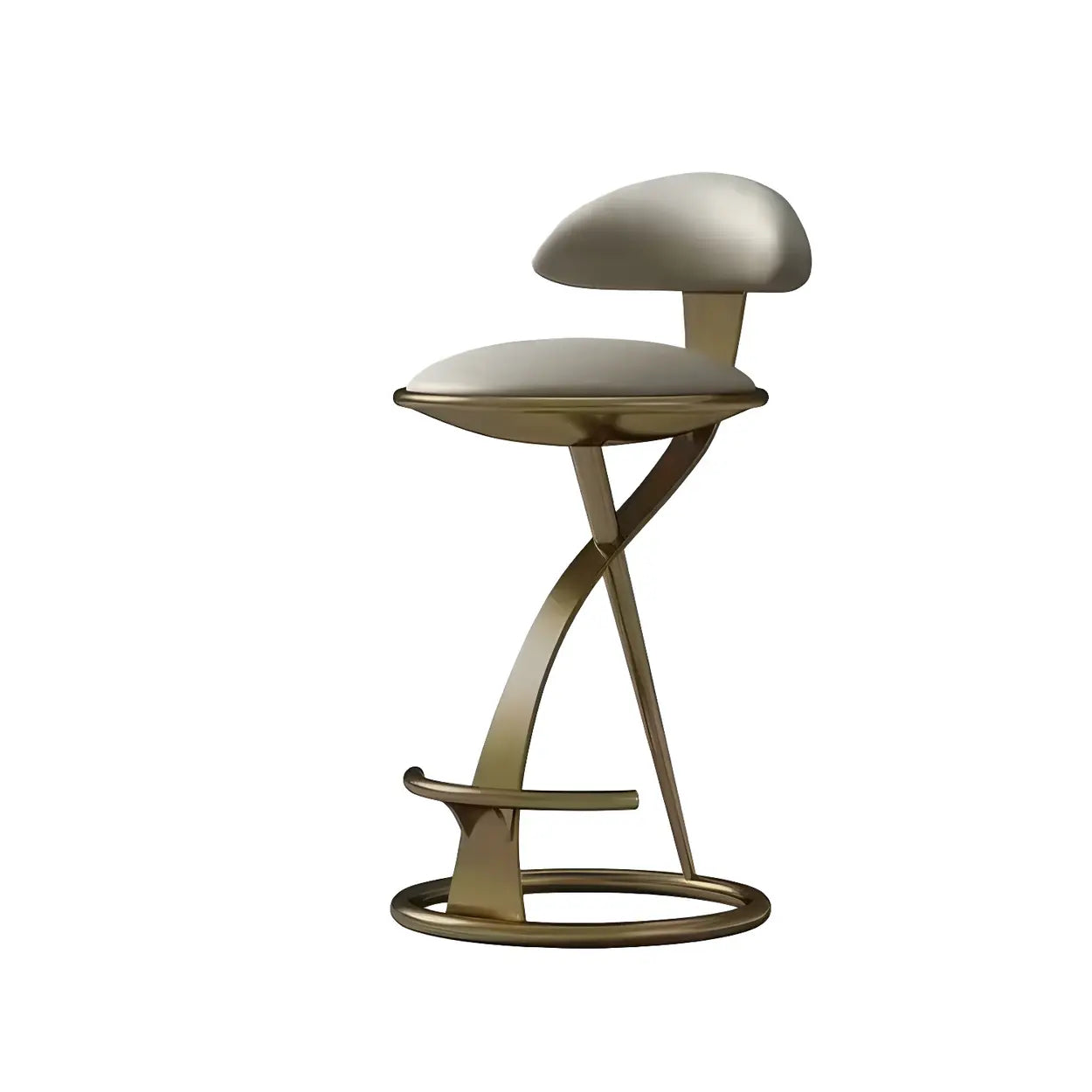 Upholstered Sculpted Metal Curved Back Bar Stool