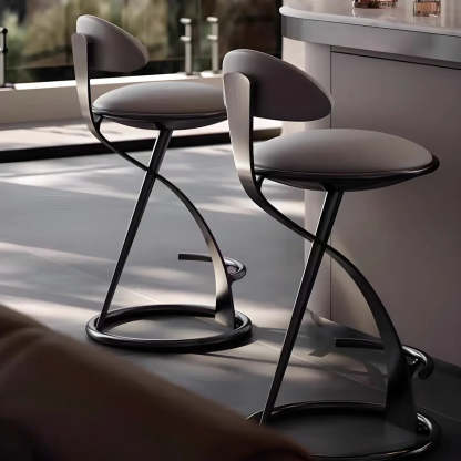 Upholstered Sculpted Metal Curved Back Bar Stool