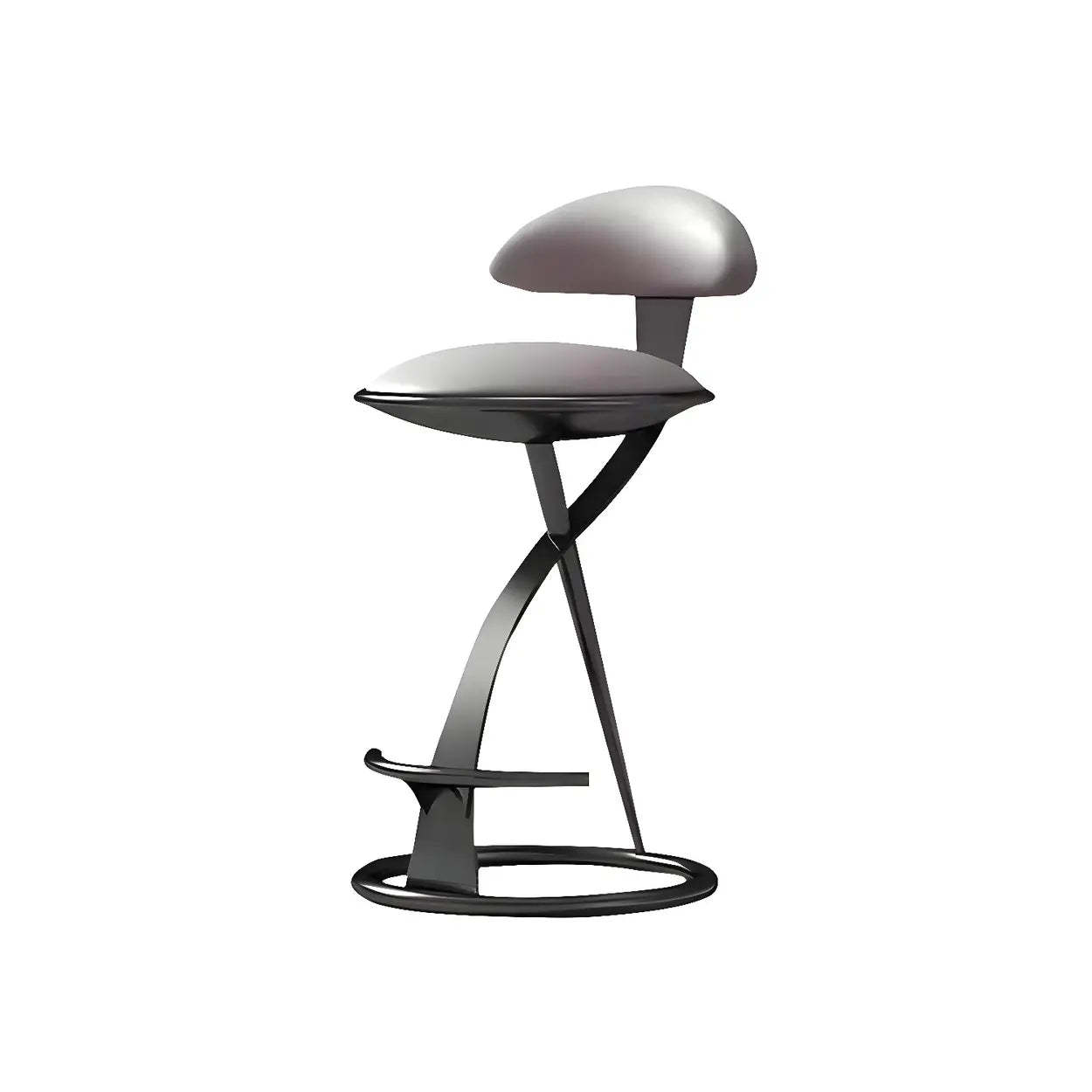 Upholstered Sculpted Metal Curved Back Bar Stool