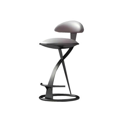 Upholstered Sculpted Metal Curved Back Bar Stool