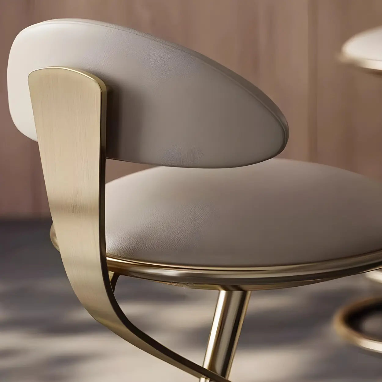 Upholstered Sculpted Metal Curved Back Bar Stool