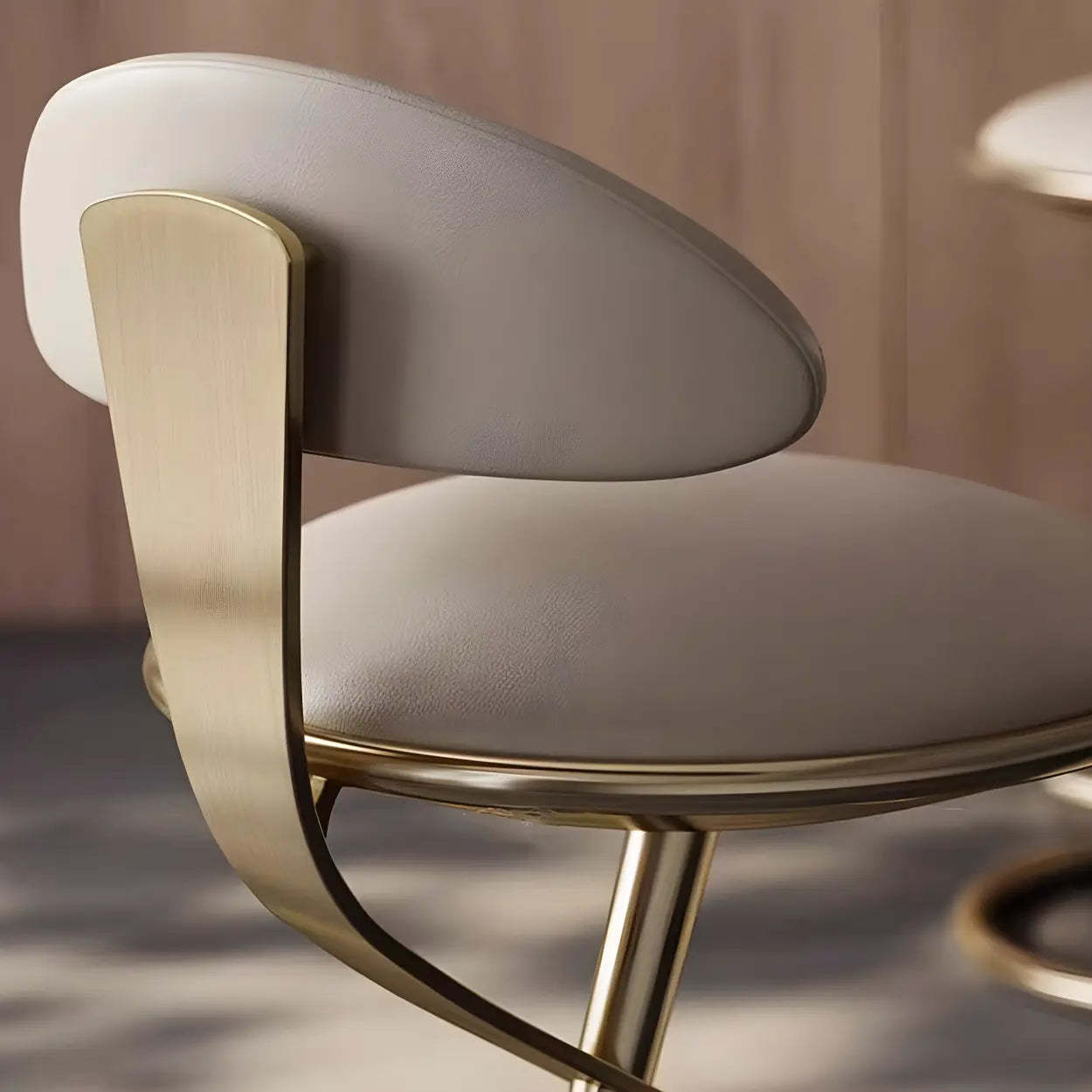 Upholstered Sculpted Metal Curved Back Bar Stool