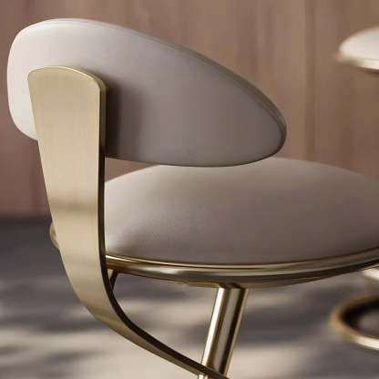 Upholstered Sculpted Metal Curved Back Bar Stool