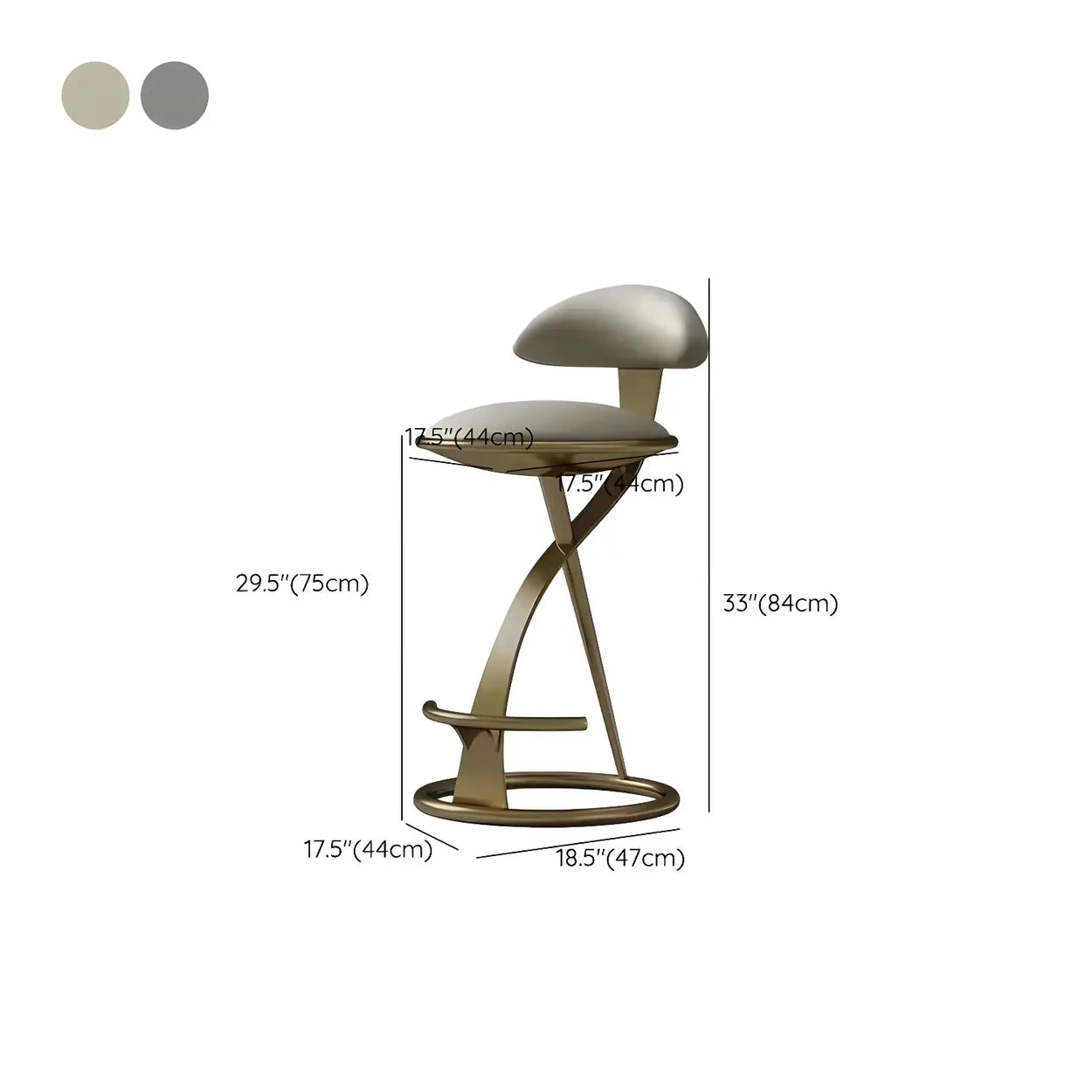 Upholstered Sculpted Metal Curved Back Bar Stool