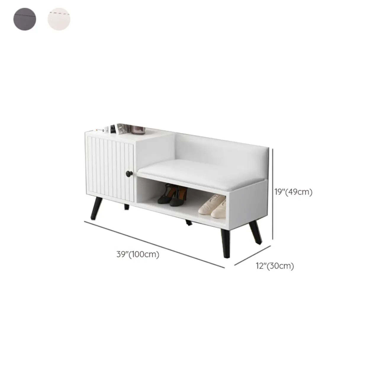 Modern Gray Wood Entry Shoe Storage Bench Cabinet