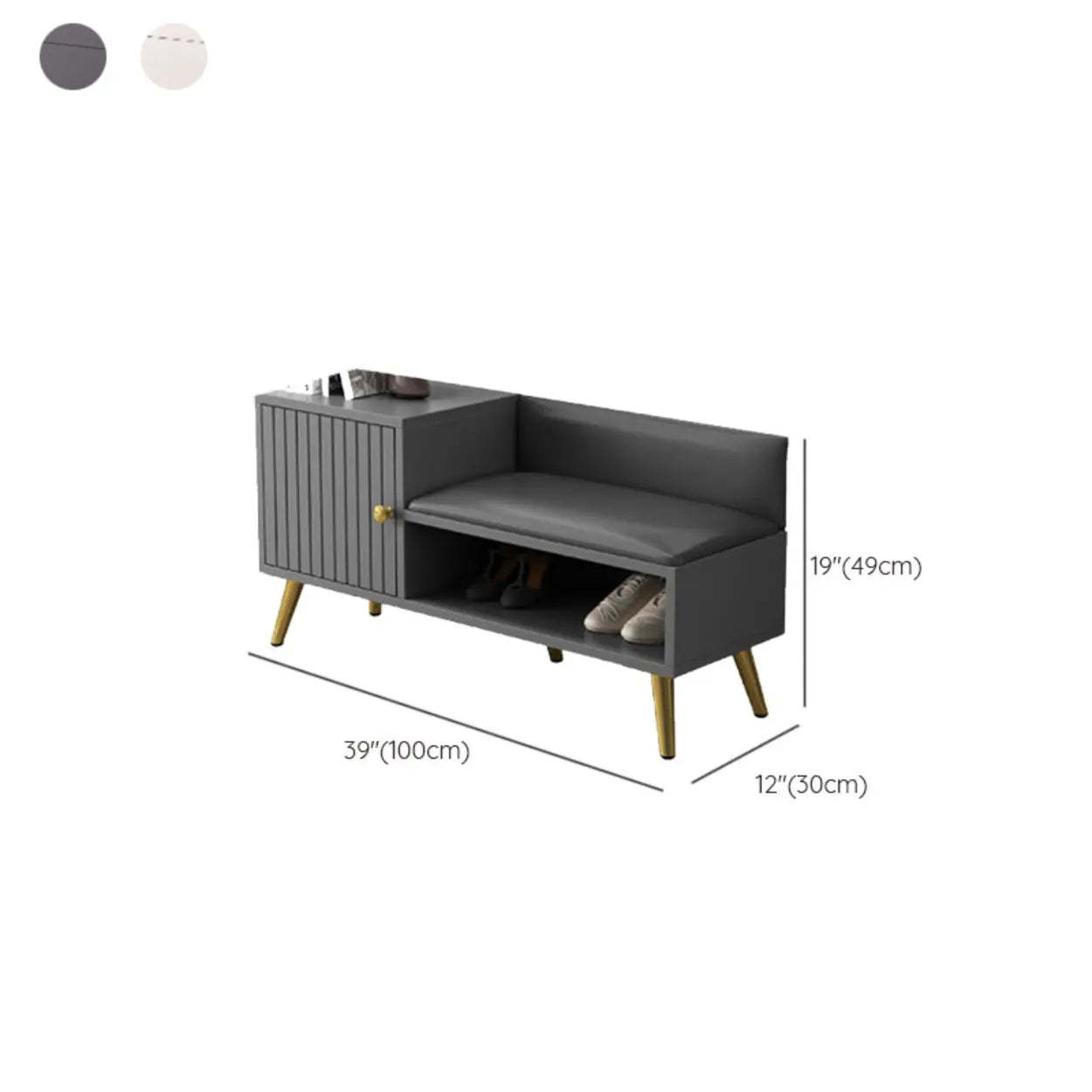 Modern Gray Wood Entry Shoe Storage Bench Cabinet