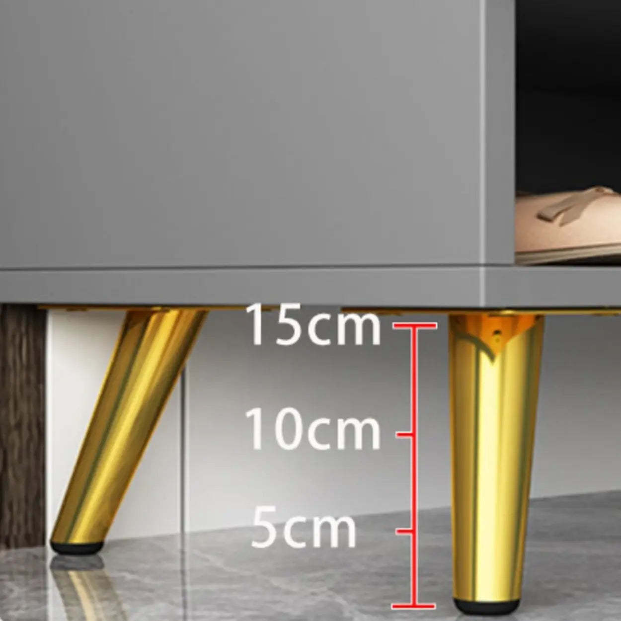 Modern Gray Wood Entry Shoe Storage Bench Cabinet — Grey-Gold