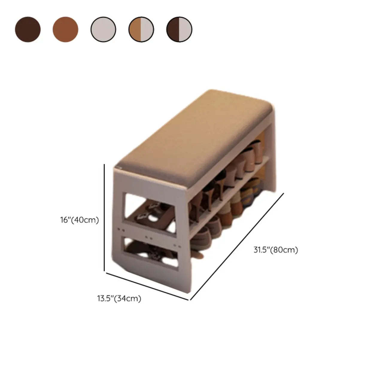 Modern Brown Wood Entryway 2-Tier Shoe Storage Bench