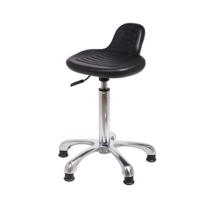 Modern Black Alloy Low-Back Stool with Casters