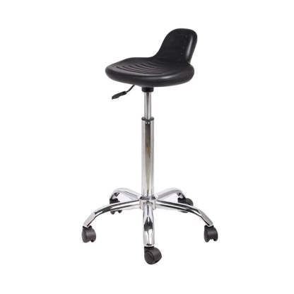 Modern Black Alloy Low-Back Stool with Casters