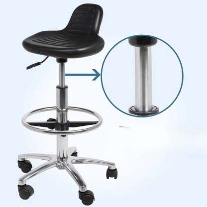 Modern Black Alloy Low-Back Stool with Casters