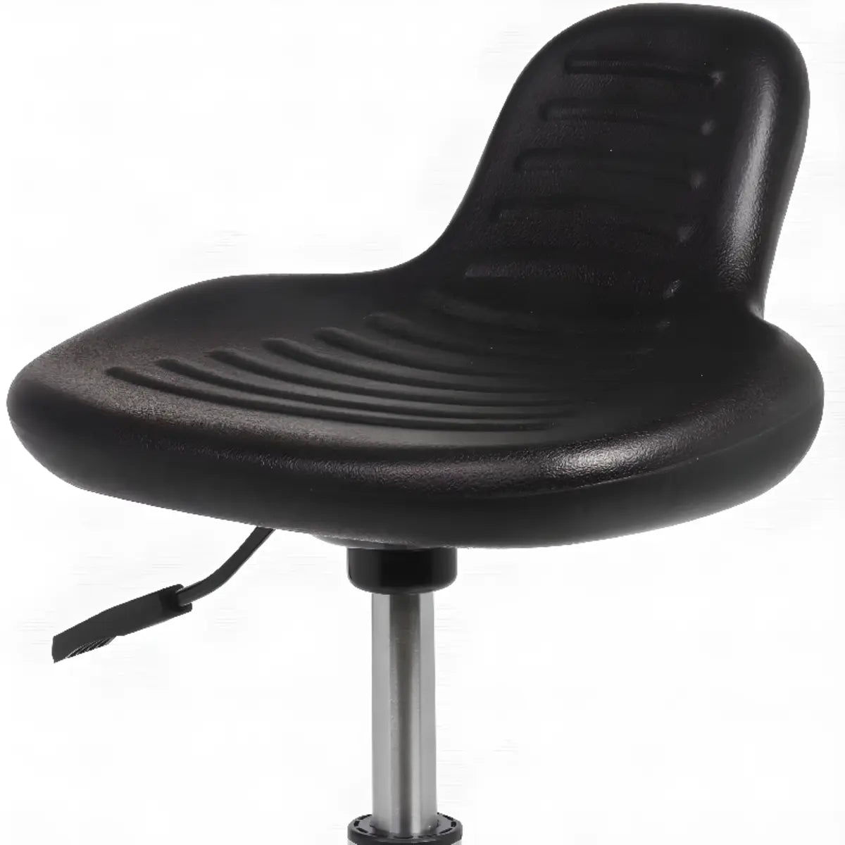 Modern Black Alloy Low-Back Stool with Casters