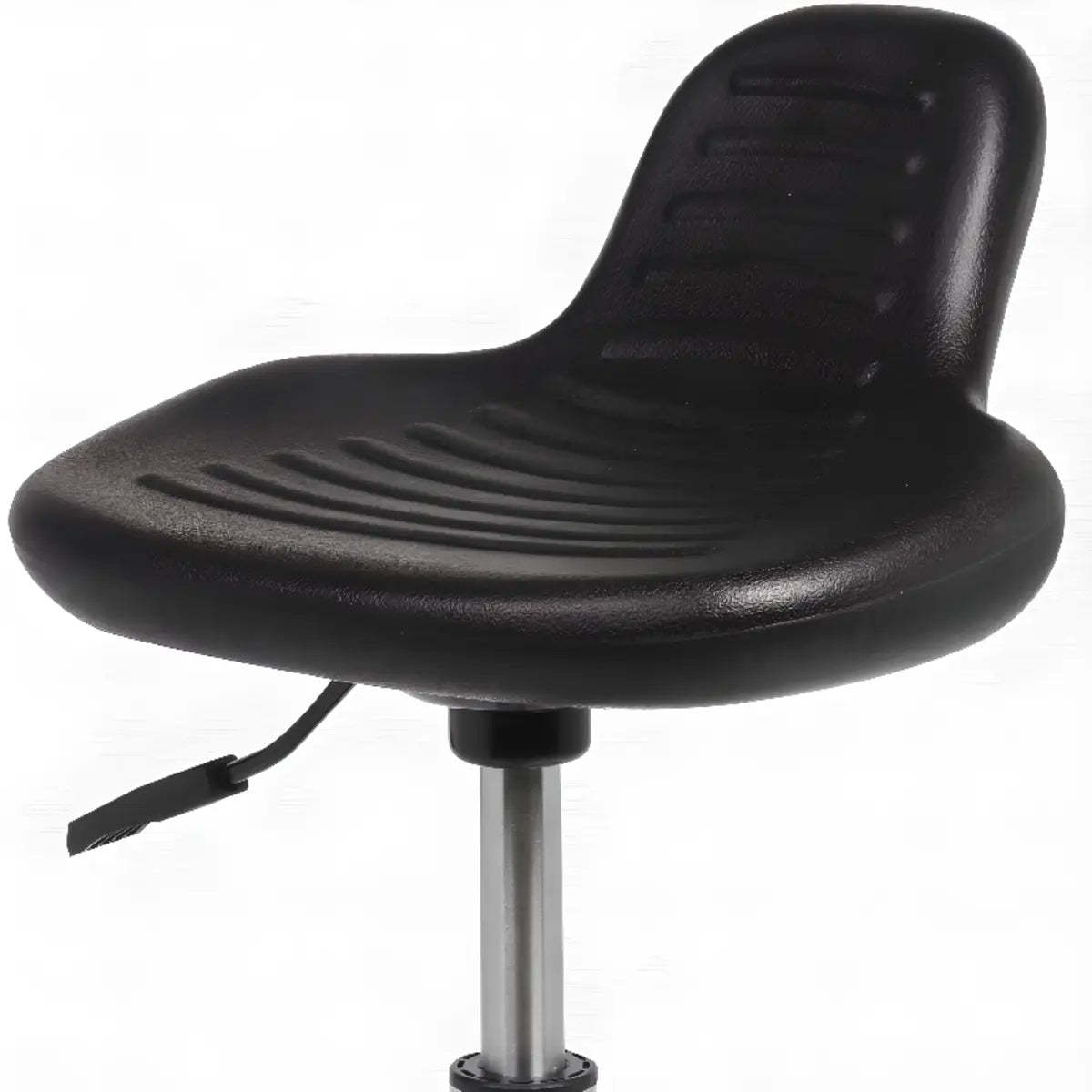 Modern Black Alloy Low-Back Stool with Casters